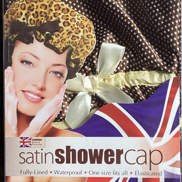 Satin Shower Cap -  Fully Lined Waterproof - Elastic - One Size Fits All - Picture 5 of 6